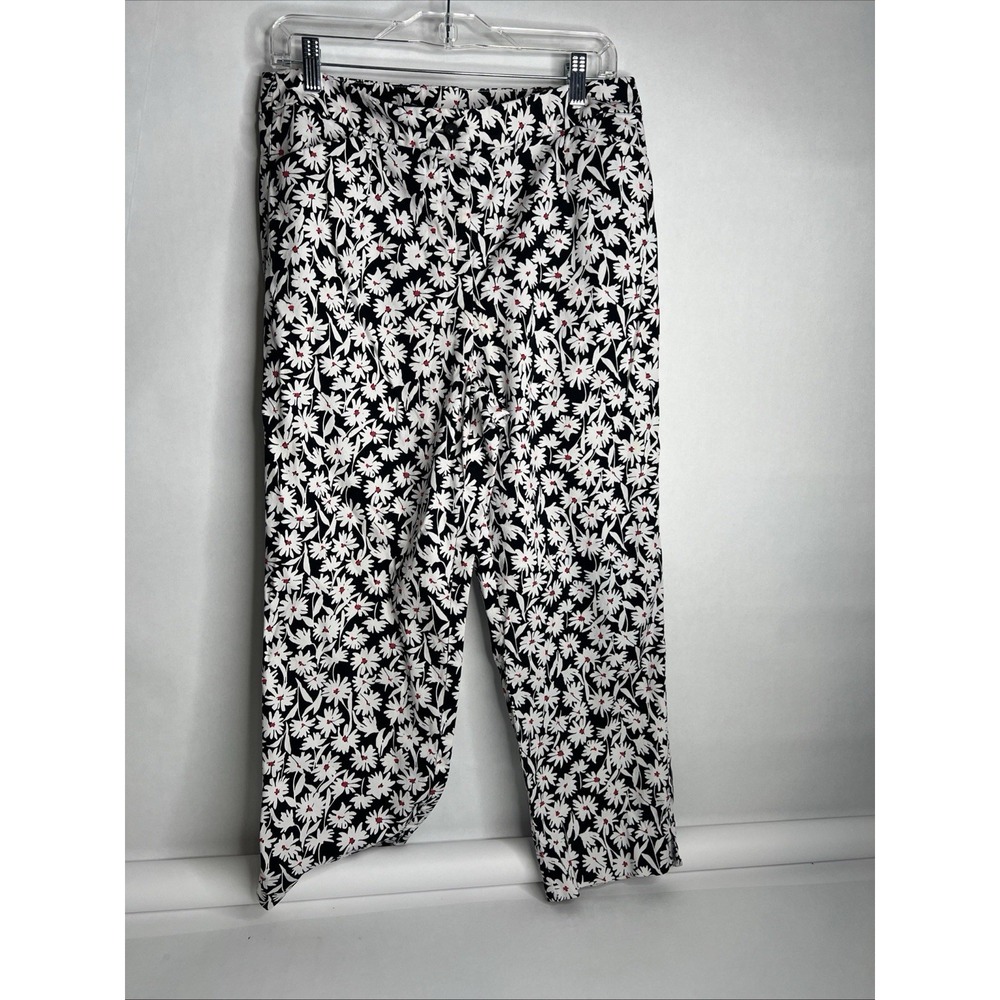 APPLESEED'S Pants Women Size 14 Petite Navy Floral Pull On Pocket Crop Capri